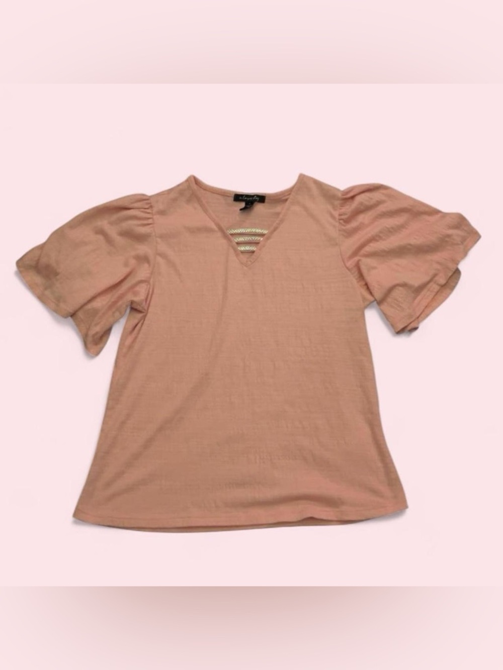 Flutter Sleeve V-Neck Top in Dusty Rose - Women's